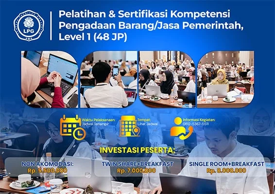 Pelatihan dan Sertifikasi Kompetensi Pengadaan Barang/Jasa Pemerintah Level 1 (48 JP) post thumbnail image